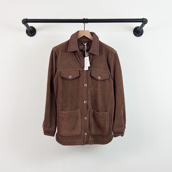 NWT BlankNYC Fleece Button Front Shirt Jacket Shacket Brown - Picture 3 of 6